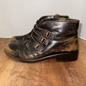 NAOT Boots Womens 8.5 EU 39 Brown Calima Ankle Booties Distressed Leather Boho